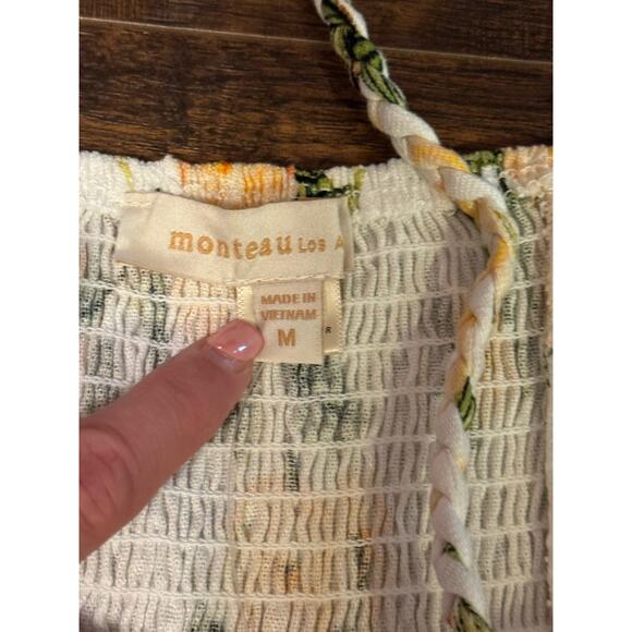 Monteau Dress Womens Floral Midi Linen Blend Tank Beach Bohemian Floral Sz:Med - Picture 5 of 10